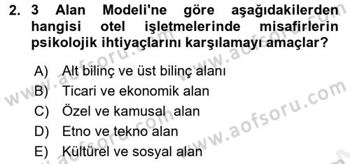 Otel Yönetimi Dersi 2018 - 2019 Yılı (Vize) Ara Sınav Soruları 2. Soru