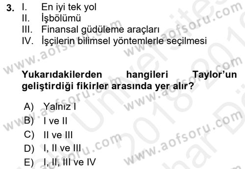 Otel Yönetimi Dersi 2018 - 2019 Yılı (Vize) Ara Sınav Soruları 3. Soru
