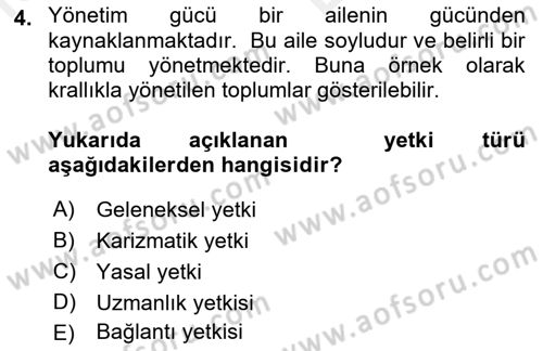 Otel Yönetimi Dersi 2018 - 2019 Yılı (Vize) Ara Sınav Soruları 4. Soru