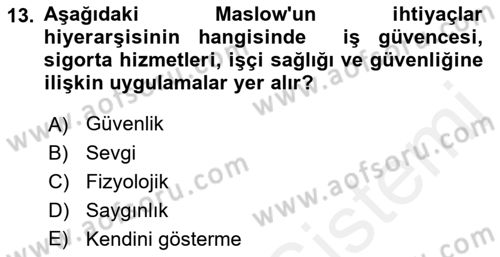 Otel Yönetimi Dersi 2018 - 2019 Yılı (Final) Dönem Sonu Sınav Soruları 13. Soru