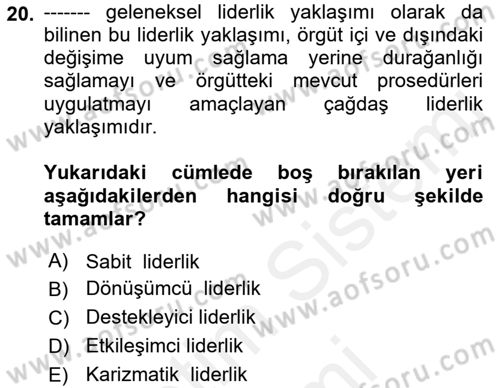 Otel Yönetimi Dersi 2018 - 2019 Yılı (Final) Dönem Sonu Sınav Soruları 20. Soru