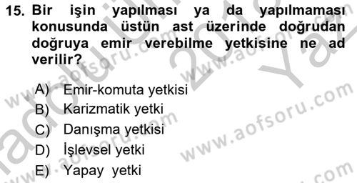 Otel Yönetimi Dersi 2018 - 2019 Yılı Yaz Okulu Sınav Soruları 15. Soru