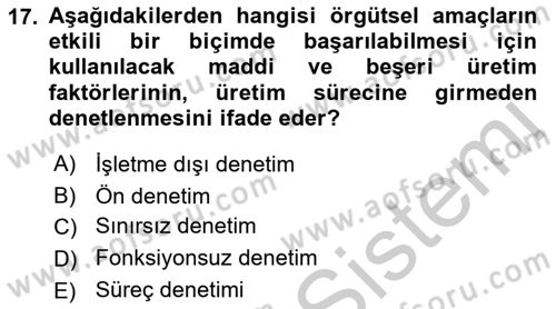 Otel Yönetimi Dersi 2018 - 2019 Yılı Yaz Okulu Sınav Soruları 17. Soru