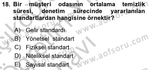 Otel Yönetimi Dersi 2018 - 2019 Yılı Yaz Okulu Sınav Soruları 18. Soru