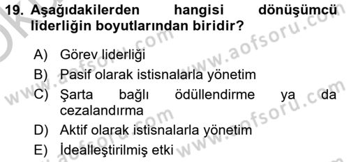 Otel Yönetimi Dersi 2018 - 2019 Yılı Yaz Okulu Sınav Soruları 19. Soru