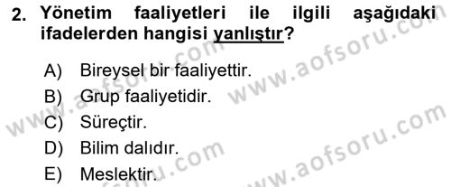 Otel Yönetimi Dersi 2018 - 2019 Yılı Yaz Okulu Sınav Soruları 2. Soru