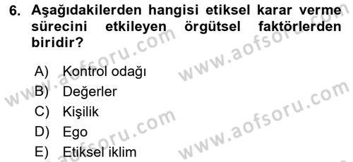 Otel Yönetimi Dersi 2018 - 2019 Yılı Yaz Okulu Sınav Soruları 6. Soru