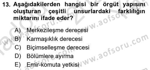Otel Yönetimi Dersi 2020 - 2021 Yılı Yaz Okulu Sınav Soruları 13. Soru