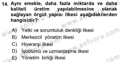 Otel Yönetimi Dersi 2020 - 2021 Yılı Yaz Okulu Sınav Soruları 14. Soru