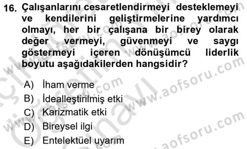Otel Yönetimi Dersi 2020 - 2021 Yılı Yaz Okulu Sınav Soruları 16. Soru