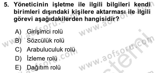 Otel Yönetimi Dersi 2020 - 2021 Yılı Yaz Okulu Sınav Soruları 5. Soru