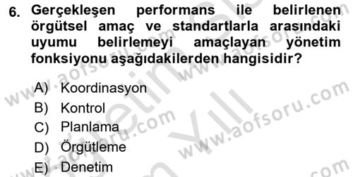 Otel Yönetimi Dersi 2020 - 2021 Yılı Yaz Okulu Sınav Soruları 6. Soru