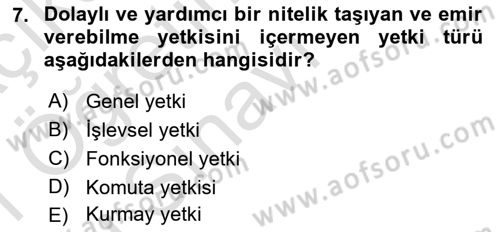 Otel Yönetimi Dersi 2020 - 2021 Yılı Yaz Okulu Sınav Soruları 7. Soru