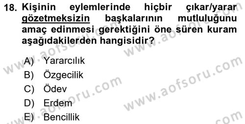 Otel Yönetimi Dersi 2021 - 2022 Yılı (Vize) Ara Sınav Soruları 18. Soru