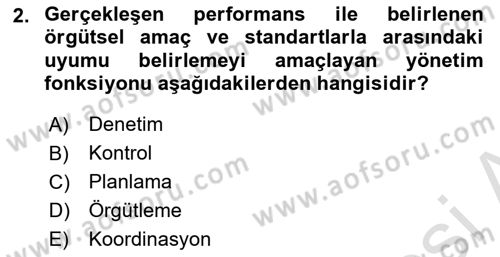 Otel Yönetimi Dersi 2021 - 2022 Yılı (Vize) Ara Sınav Soruları 2. Soru