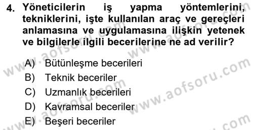 Otel Yönetimi Dersi 2021 - 2022 Yılı (Vize) Ara Sınav Soruları 4. Soru