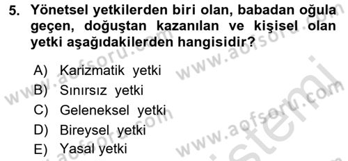 Otel Yönetimi Dersi 2021 - 2022 Yılı (Vize) Ara Sınav Soruları 5. Soru