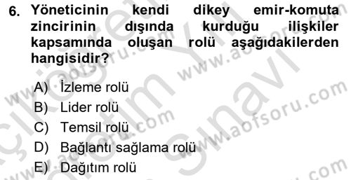 Otel Yönetimi Dersi 2021 - 2022 Yılı (Vize) Ara Sınav Soruları 6. Soru