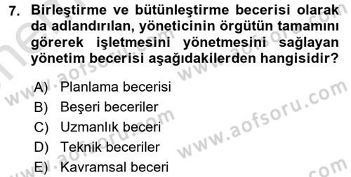 Otel Yönetimi Dersi 2021 - 2022 Yılı (Vize) Ara Sınav Soruları 7. Soru
