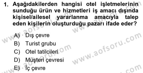 Otel Yönetimi Dersi 2021 - 2022 Yılı (Final) Dönem Sonu Sınav Soruları 1. Soru