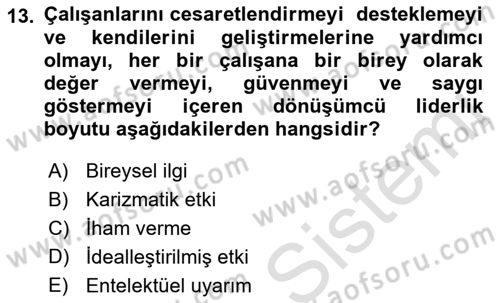 Otel Yönetimi Dersi 2021 - 2022 Yılı (Final) Dönem Sonu Sınav Soruları 13. Soru