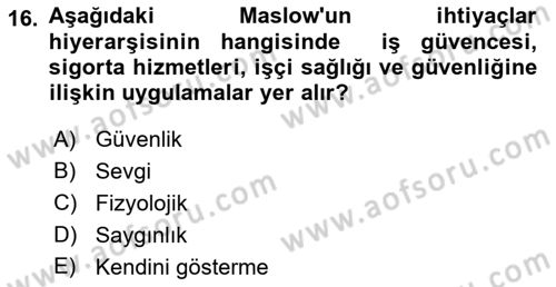 Otel Yönetimi Dersi 2021 - 2022 Yılı (Final) Dönem Sonu Sınav Soruları 16. Soru