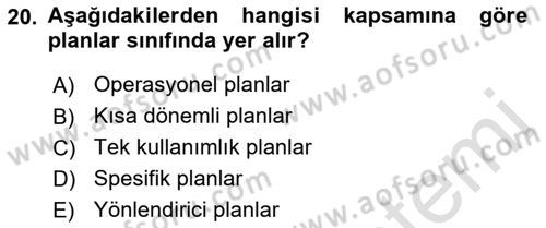 Otel Yönetimi Dersi 2021 - 2022 Yılı (Final) Dönem Sonu Sınav Soruları 20. Soru