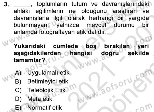 Otel Yönetimi Dersi 2021 - 2022 Yılı (Final) Dönem Sonu Sınav Soruları 3. Soru