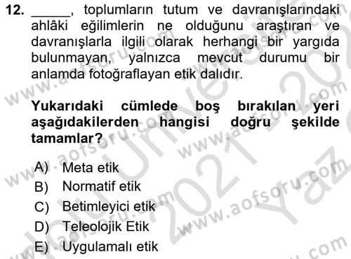 Otel Yönetimi Dersi 2021 - 2022 Yılı Yaz Okulu Sınav Soruları 12. Soru