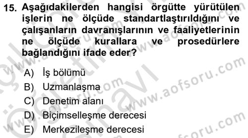 Otel Yönetimi Dersi 2021 - 2022 Yılı Yaz Okulu Sınav Soruları 15. Soru