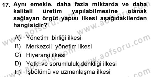 Otel Yönetimi Dersi 2021 - 2022 Yılı Yaz Okulu Sınav Soruları 17. Soru
