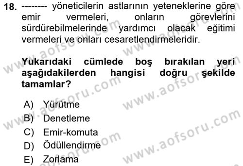 Otel Yönetimi Dersi 2021 - 2022 Yılı Yaz Okulu Sınav Soruları 18. Soru