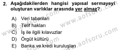 Otel Yönetimi Dersi 2021 - 2022 Yılı Yaz Okulu Sınav Soruları 2. Soru