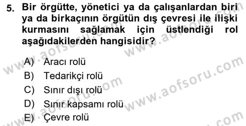 Otel Yönetimi Dersi 2021 - 2022 Yılı Yaz Okulu Sınav Soruları 5. Soru