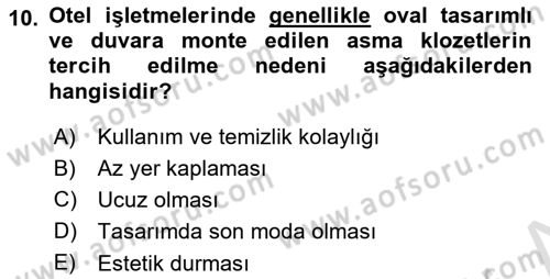 Kat Hizmetleri Dersi 2020 - 2021 Yılı Yaz Okulu Sınav Soruları 10. Soru