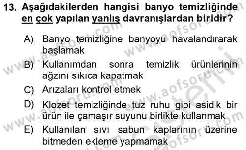 Kat Hizmetleri Dersi 2020 - 2021 Yılı Yaz Okulu Sınav Soruları 13. Soru