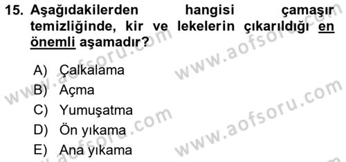 Kat Hizmetleri Dersi 2020 - 2021 Yılı Yaz Okulu Sınav Soruları 15. Soru