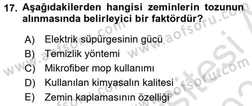 Kat Hizmetleri Dersi 2020 - 2021 Yılı Yaz Okulu Sınav Soruları 17. Soru