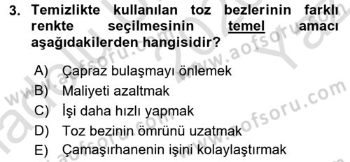 Kat Hizmetleri Dersi 2020 - 2021 Yılı Yaz Okulu Sınav Soruları 3. Soru