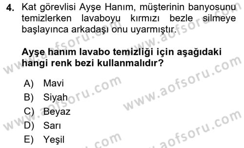 Kat Hizmetleri Dersi 2020 - 2021 Yılı Yaz Okulu Sınav Soruları 4. Soru