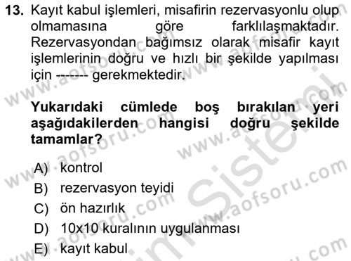 Ön Büro Yönetimi Dersi 2020 - 2021 Yılı Yaz Okulu Sınav Soruları 13. Soru