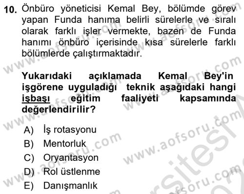 Ön Büro Yönetimi Dersi 2021 - 2022 Yılı (Vize) Ara Sınav Soruları 10. Soru