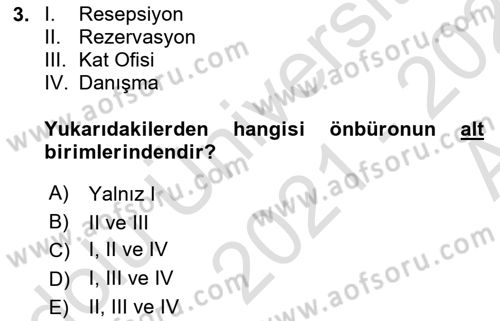 Ön Büro Yönetimi Dersi 2021 - 2022 Yılı (Vize) Ara Sınav Soruları 3. Soru