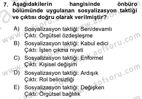 Ön Büro Yönetimi Dersi 2021 - 2022 Yılı (Vize) Ara Sınav Soruları 7. Soru