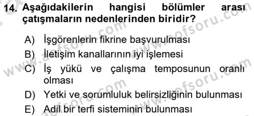 Ön Büro Yönetimi Dersi 2022 - 2023 Yılı (Vize) Ara Sınav Soruları 14. Soru