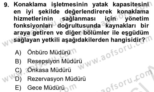 Ön Büro Yönetimi Dersi 2022 - 2023 Yılı (Vize) Ara Sınav Soruları 9. Soru