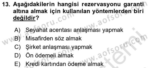 Ön Büro Yönetimi Dersi 2023 - 2024 Yılı Yaz Okulu Sınav Soruları 13. Soru