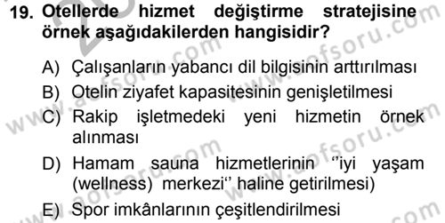 Hizmet Tasarımı Dersi Ara Sınavı Deneme Sınav Soruları 19. Soru