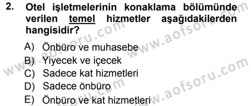 Hizmet Tasarımı Dersi Ara Sınavı Deneme Sınav Soruları 2. Soru