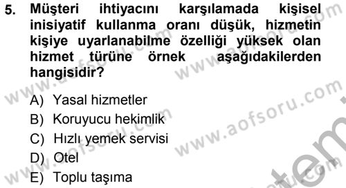 Hizmet Tasarımı Dersi 2012 - 2013 Yılı (Vize) Ara Sınav Soruları 5. Soru